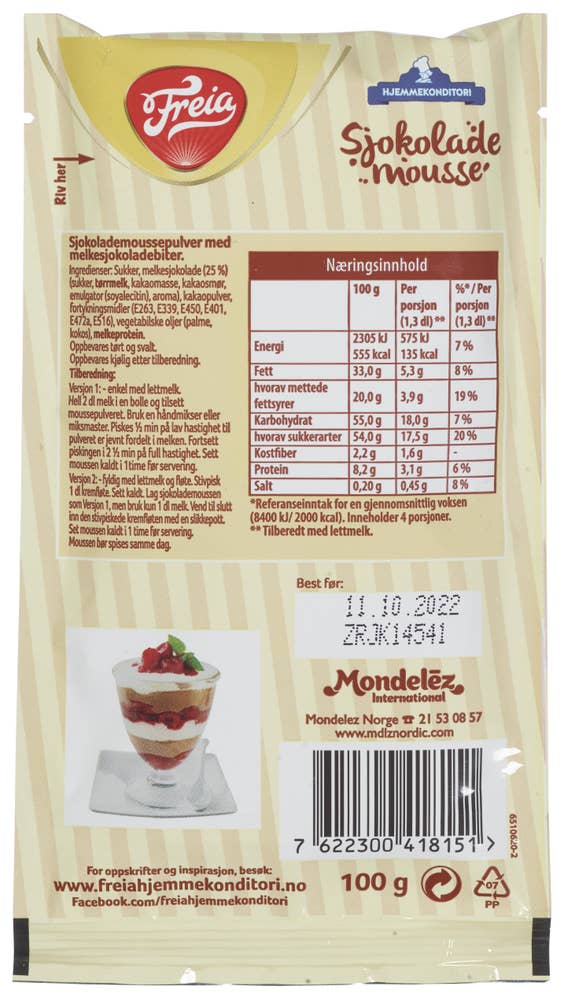 FREIA Sjokolademousse Med biter av Freia melkesjokolade