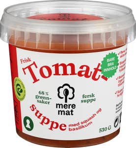 Mere Mat Suppe med tomat, squash og basilikum