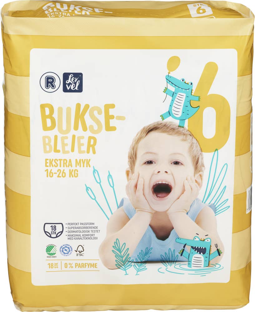 R Lev Vel buksebleier Str. 6, 16-26 kg, ekstra myk