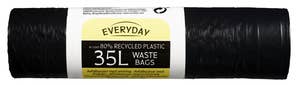 Everyday Avfallspose med snøring Sort, 35l, 80% resirkulert plast