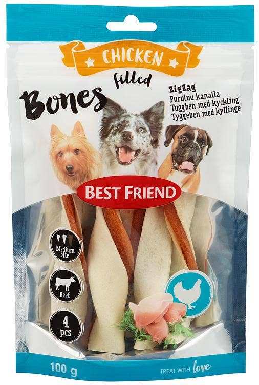Best Friend Bones Zigzag 12cm 4 stk tyggeben