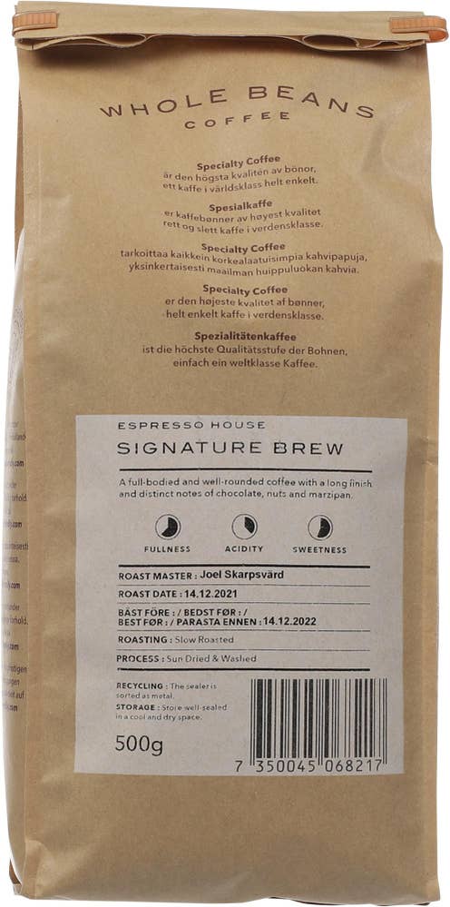 Espresso House Signature Brew Hele bønner, hasselnøttpreg