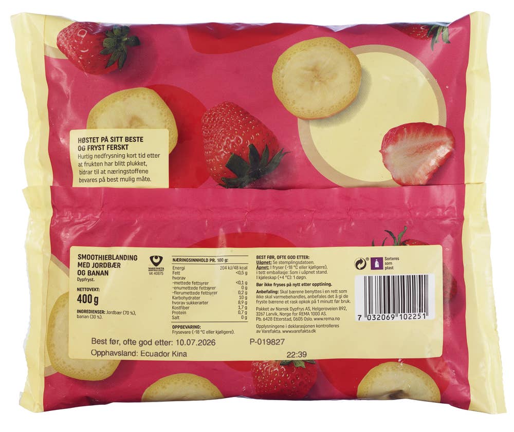 R Smoothieblanding jordbær & banan