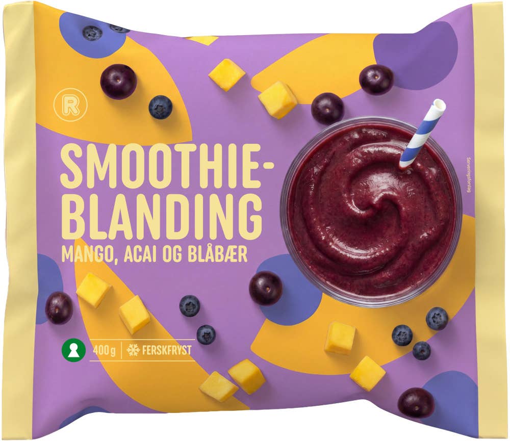 Smoothieblanding med mango, açai og blåbær 400 g