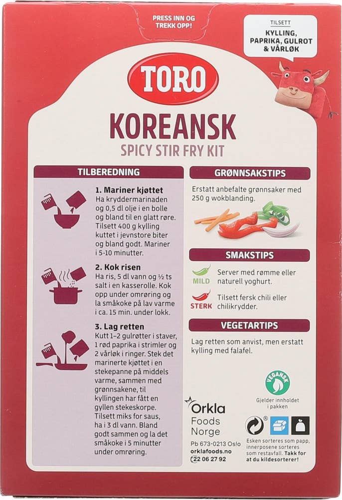 Toro Koreans stir-fry kit