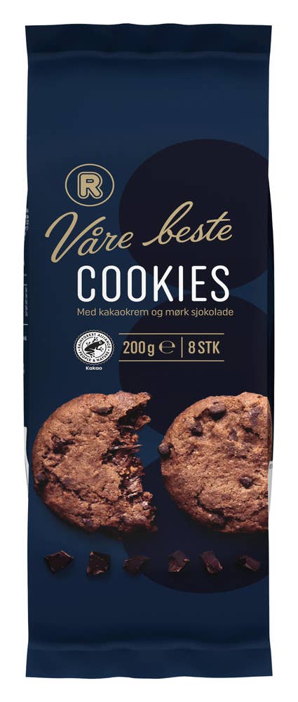 R Cookies med kakaokrem og mørk sjokolade