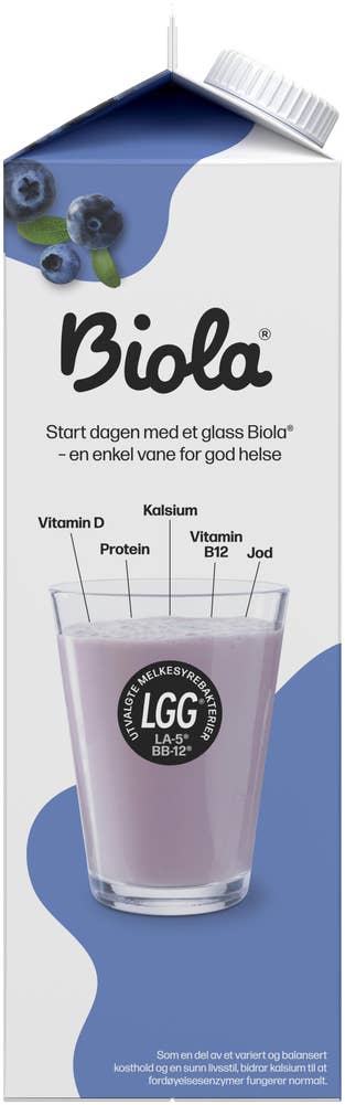 TINE Biola® yoghurtdrikk blåbær Uten Tilsatt Sukker