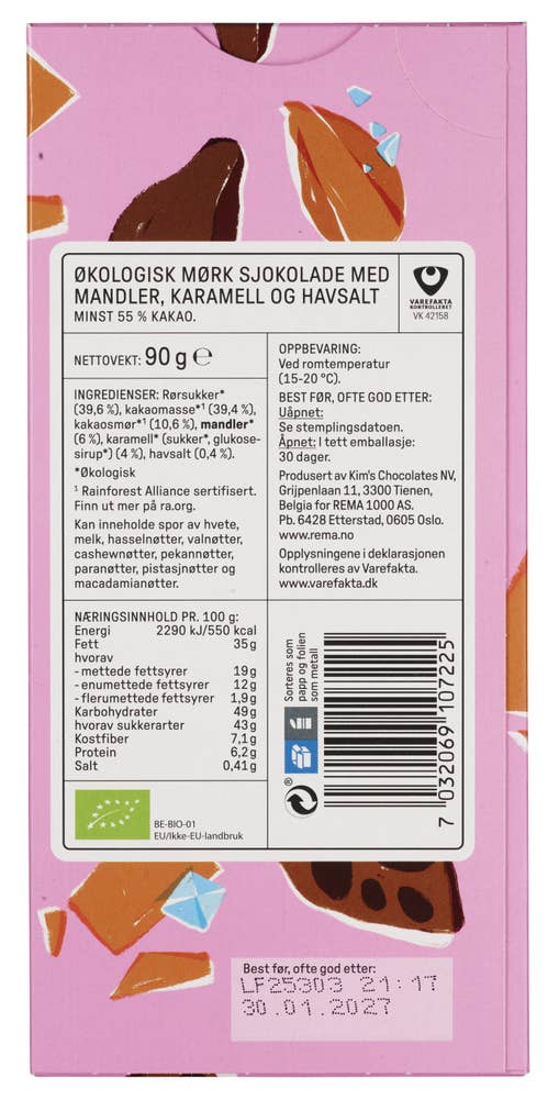 Kolonihagen Økologisk sjokolade med mandler, karamell og havsalt
