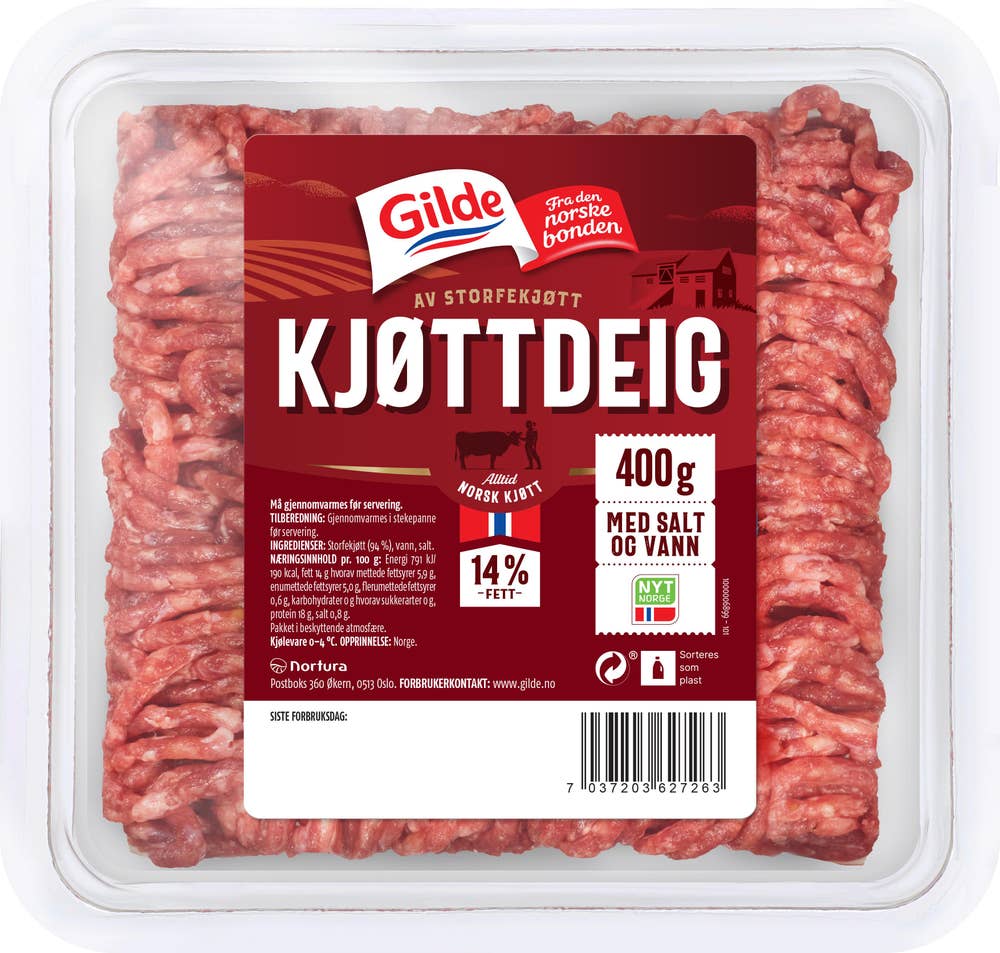 Gilde Kjøttdeig 14% fett med salt og vann