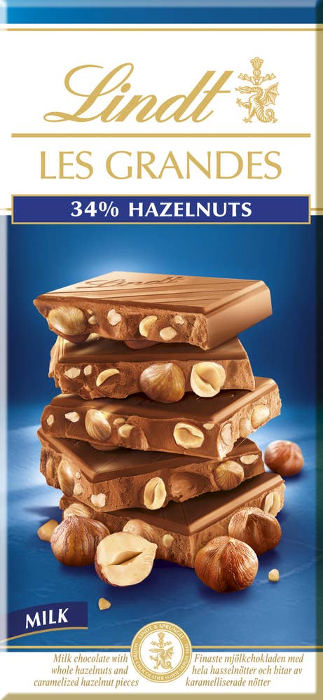 Lindt Les Grandes Melkesjokolade Hasselnøtt