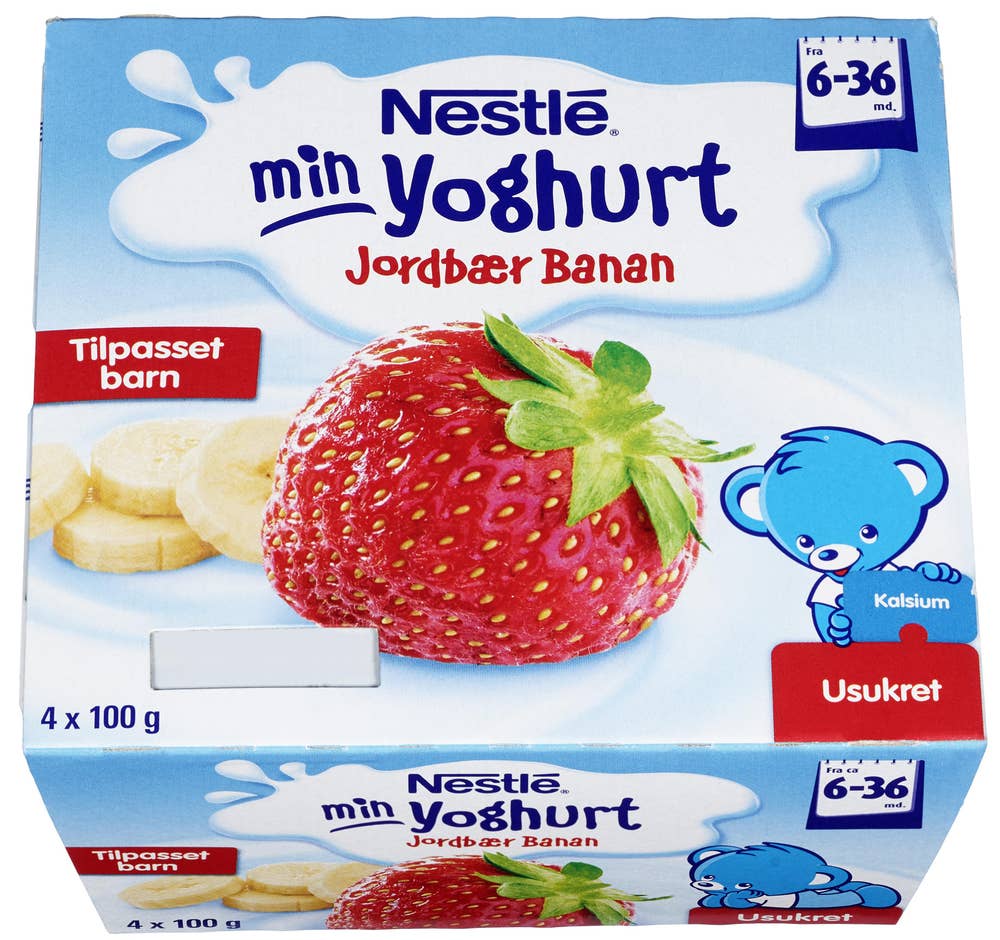 Nestlé Min yoghurt banan og jordbær Fra 6 mnd