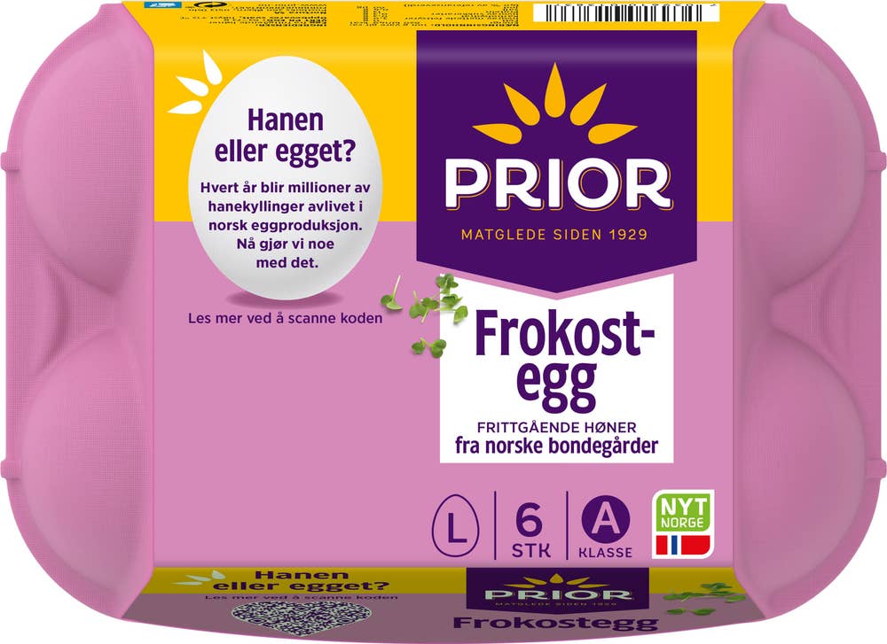 Prior Frokostegg fra frittgående høner Str L