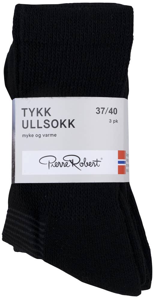 PR¤Pierre Robert 3x Sokker i tykk ull Sort, Str. 37-40