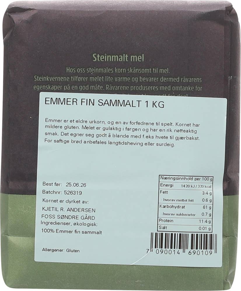 Holli Mølle Emmer fin sammalt Økologisk