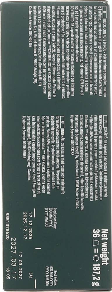 Starbucks House Blend multipack Lungo, 36 kapsler, intensitet 8