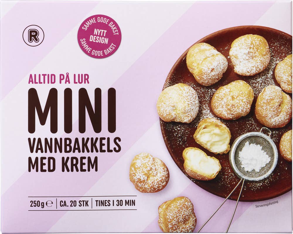 R Mini-vannbakkels med krem