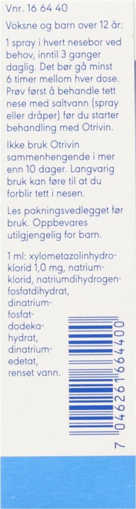Otrivin nesespray for voksne 1mg / ml