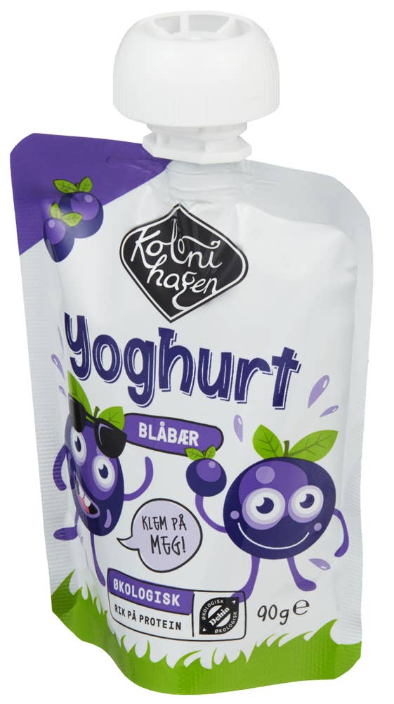 Kolonihagen Yoghurt blåbær klemmepose Økologisk