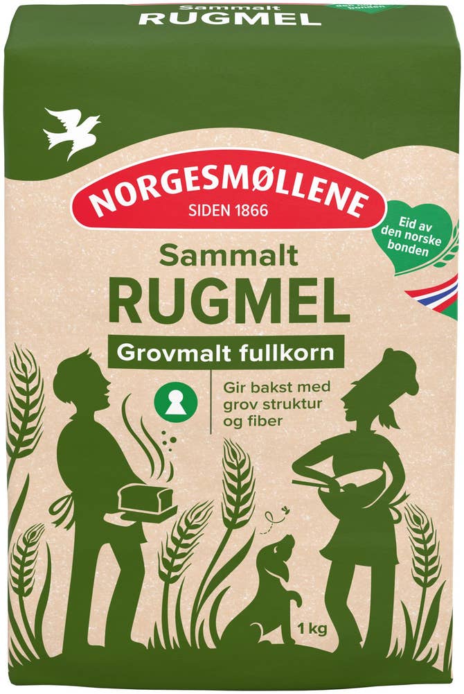 Norgesmøllene Sammalt rugmel Grovmalt fullkorn