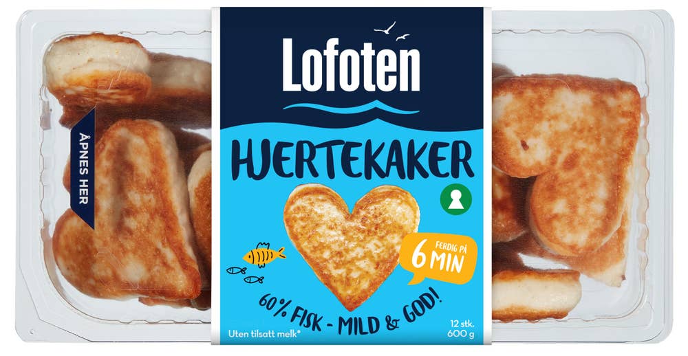 Lofoten Hjertefiskekaker 60%, 12 Stk