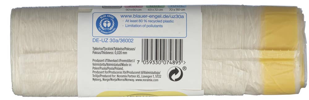 Everyday Avfallsposer med snøring Transparent, 35l, 80% resirkulert plast