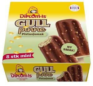 Diplom-is Gullpinne pistasj 8 stk
