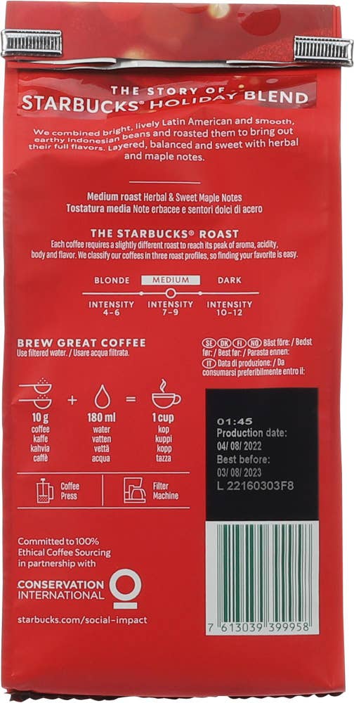 Starbucks Holiday Blend Filtermalt