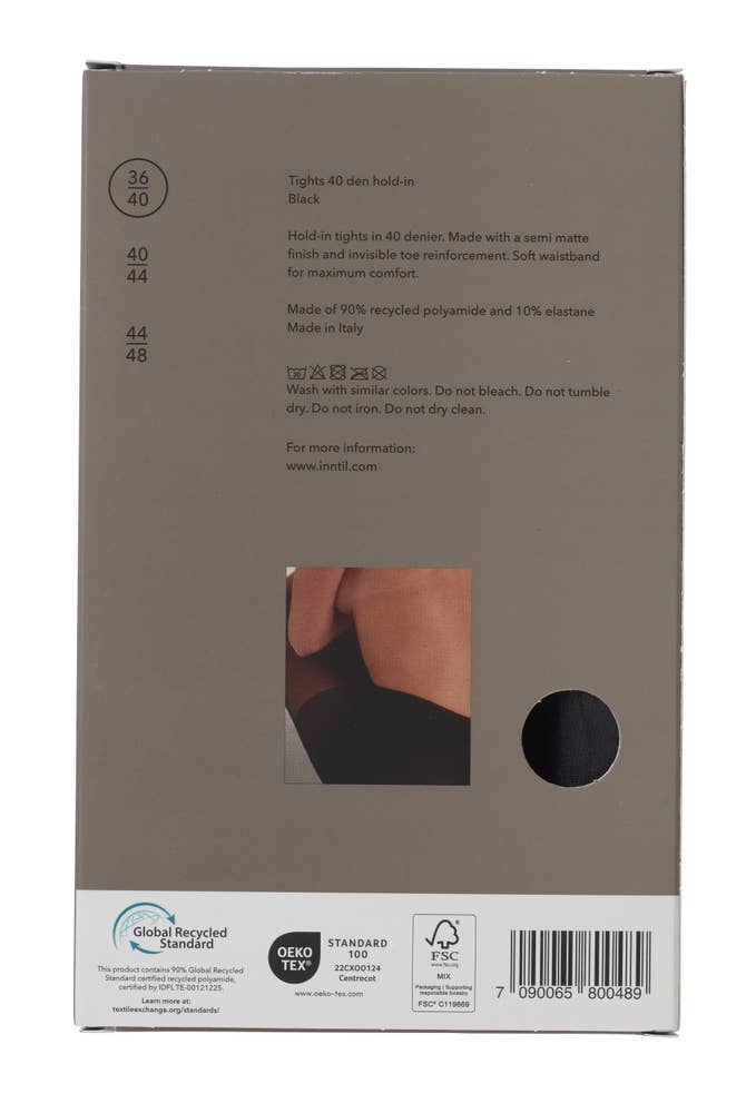 Inntil Strømpebukse Hold-In 40 DEN Sort, str. 36-40, semi-matt