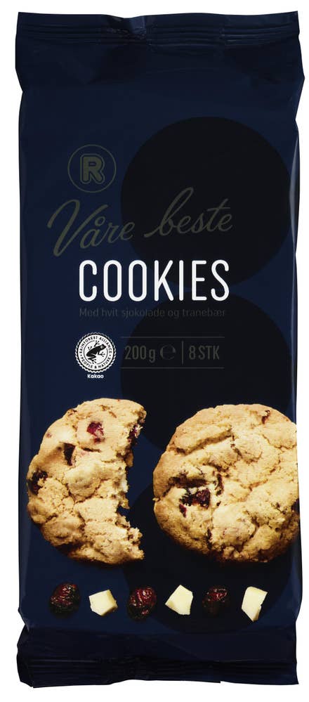 R Cookies med hvit sjokolade og tranebær