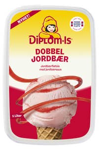 Diplom-is Jordbærfløteis Dobbel jordbær
