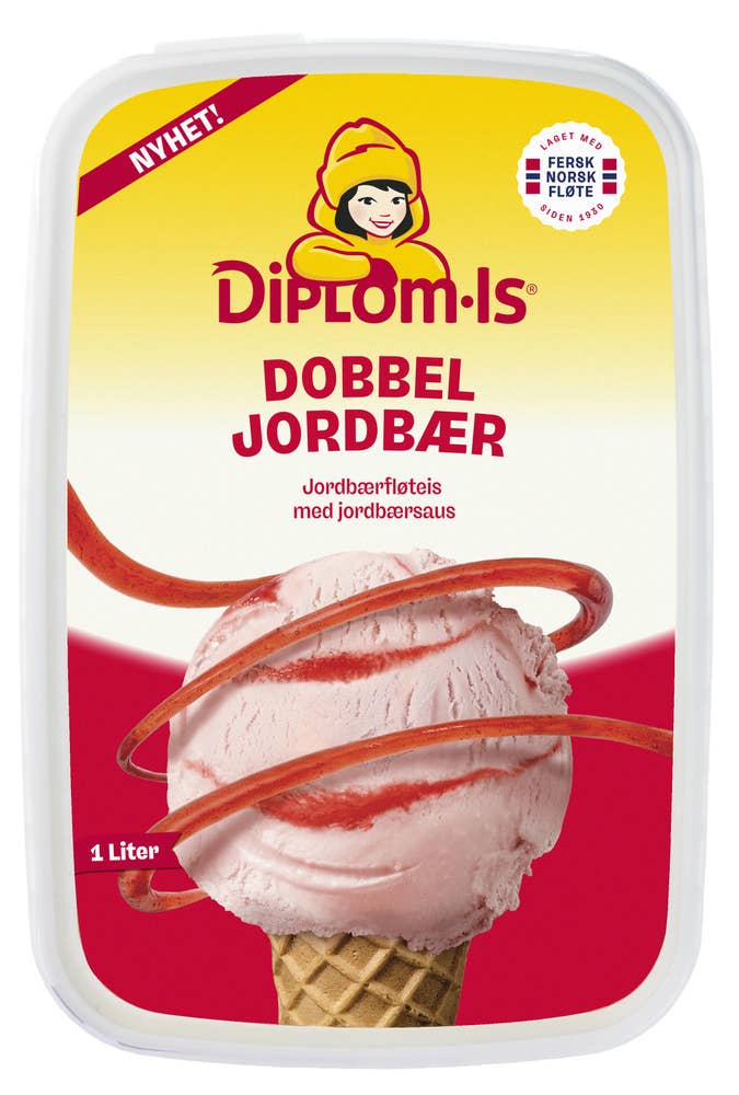 Jordbærfløteis Dobbel jordbær 1 l
