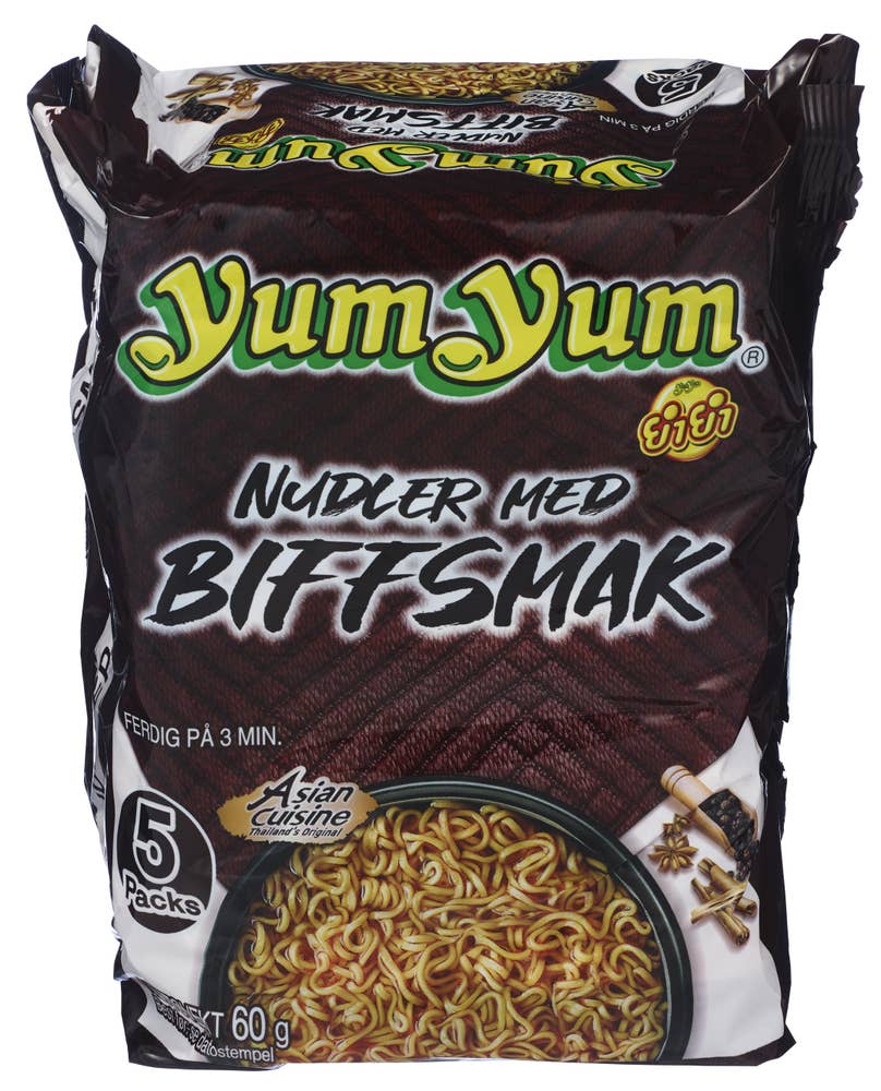 Yum Yum Nudler med biffsmak 5 x 60g
