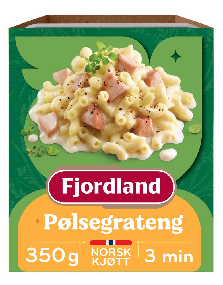 Fjordland Pølsegrateng Med makaroni og ostesaus