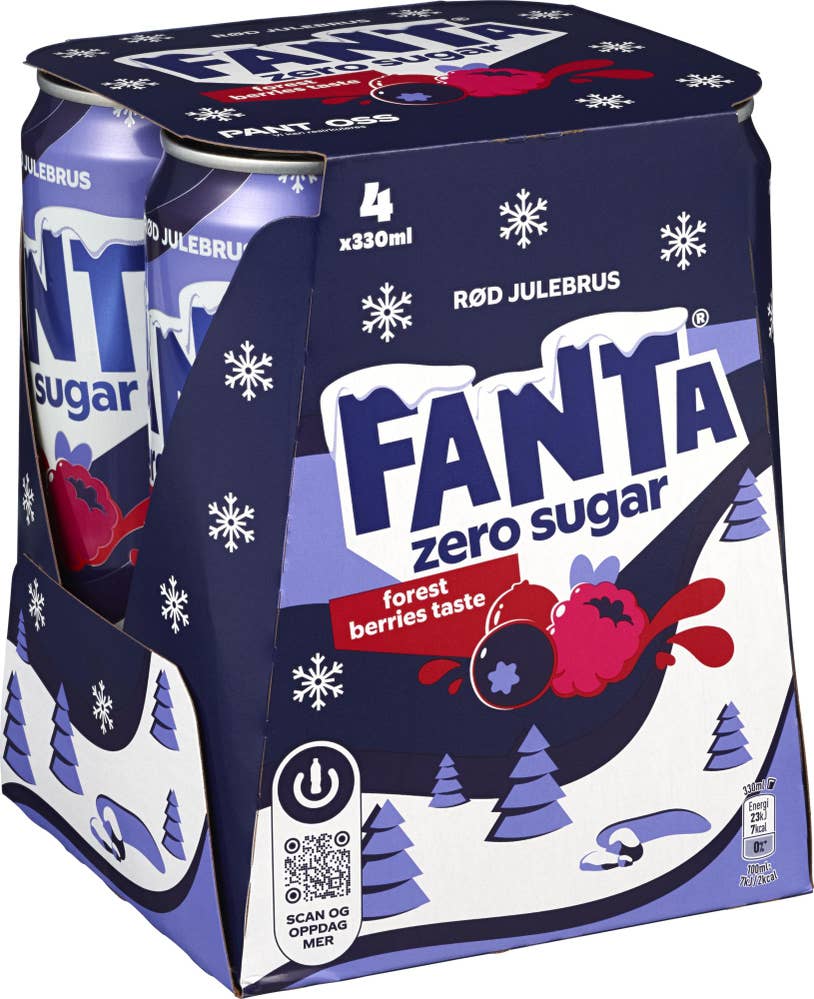 Fanta julebrus Forrest Berries Zero Sugar 4x0,33L