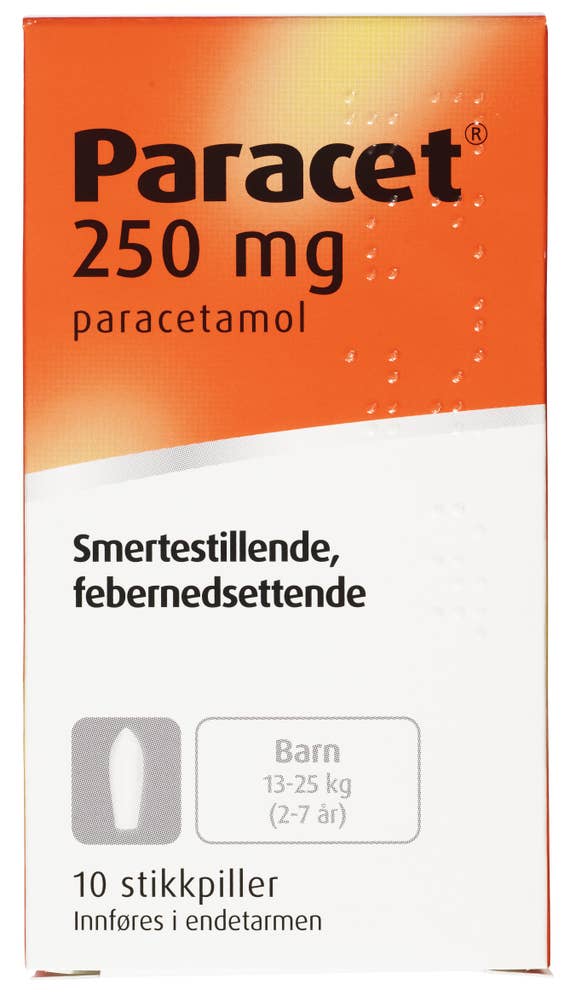 Paracet 250 mg Stikkpille, 1,5-9 år