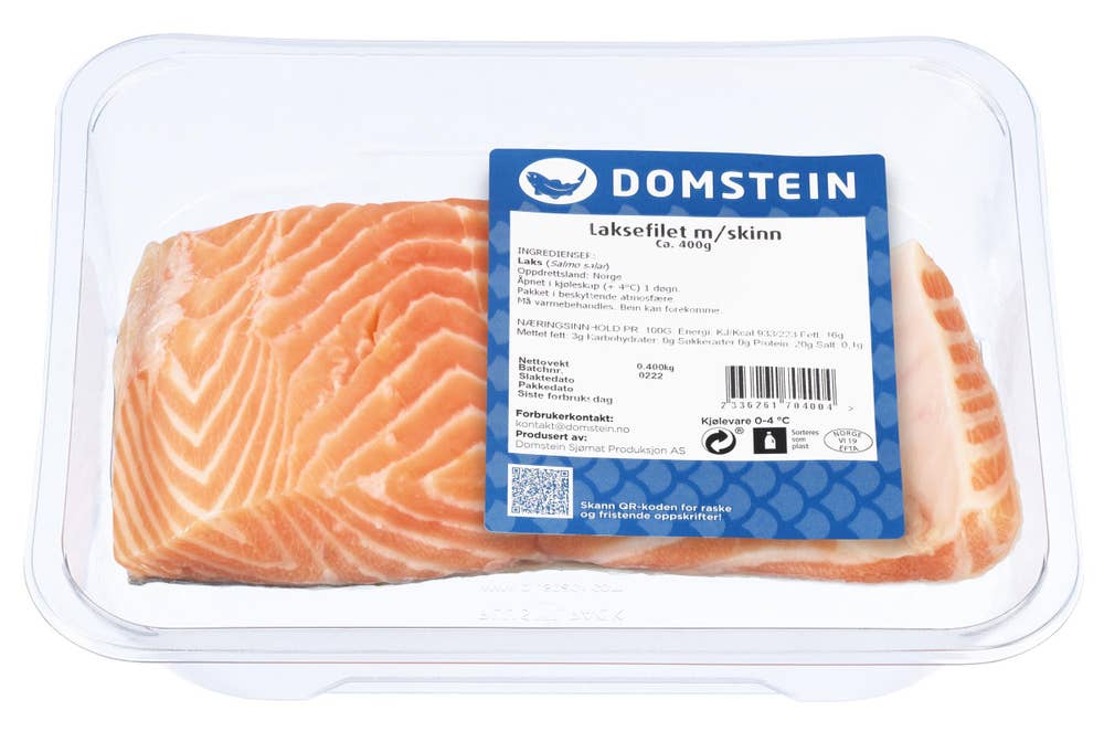 Domstein Laksefilet med skinn Oppdrett, fersk