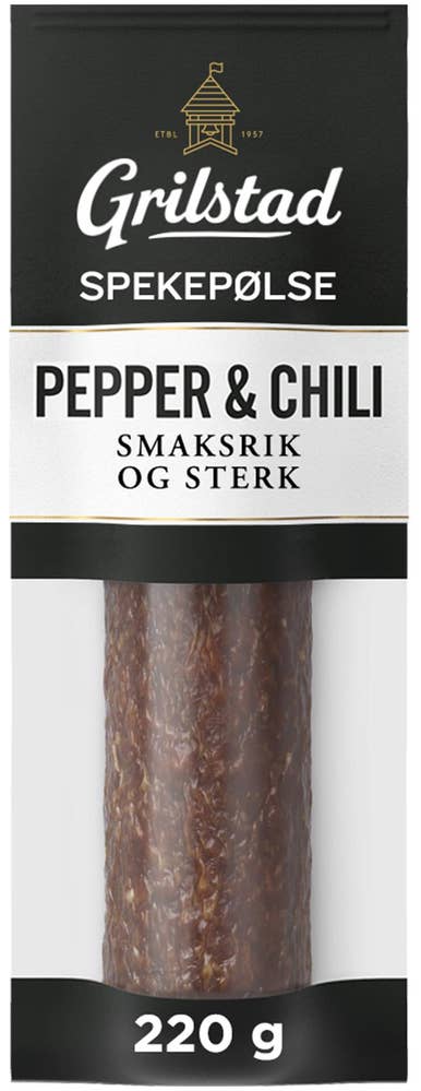Grilstad Hel spekepølse Med pepper og chili