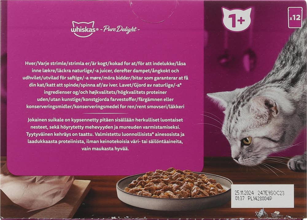 Whiskas Pure Delight Mixed Selection Til voksne katter fra 1 år, 12x85g