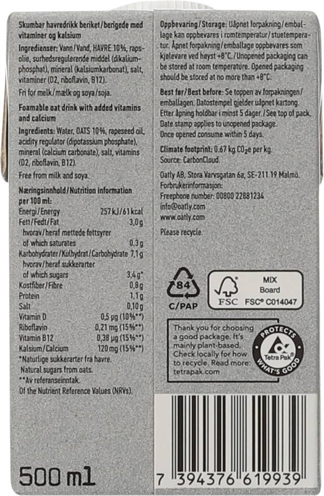 OATLY Havredrikk Barista Edition