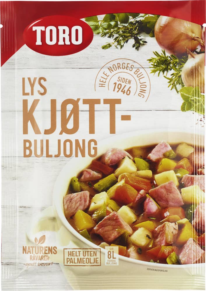 Lys kjøttbuljong Gir 7,5 l ferdig buljong, 120 g