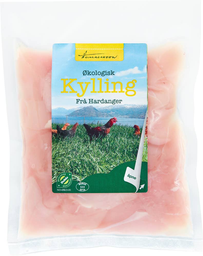 Homlagarden Økologisk wokkjøtt i skiver 100% renskåret kyllingfilet