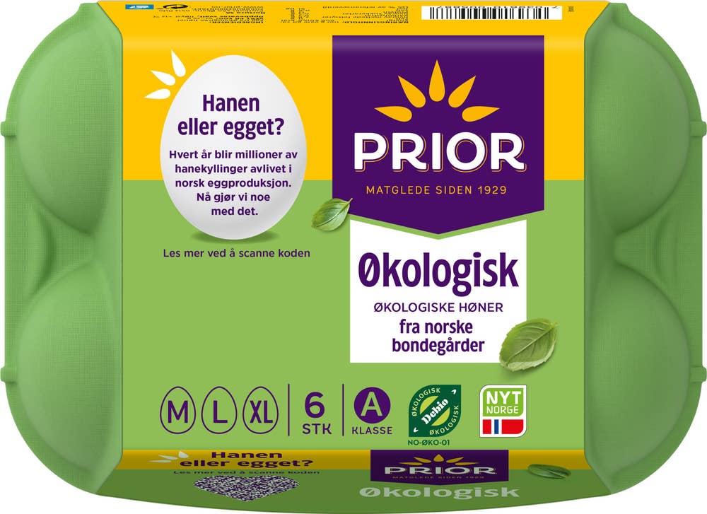 Prior Økologiske egg Str M/L/XL