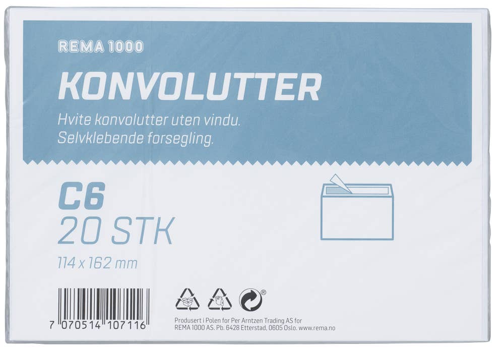 REMA 1000 Konvolutter C6 Hvit