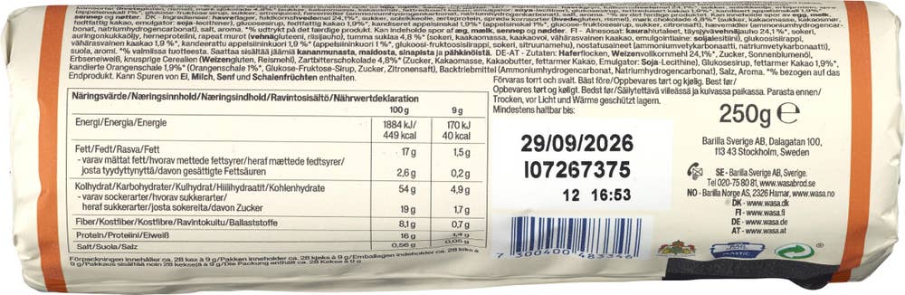 Wasa Proteinkjeks Chocolate & Orange