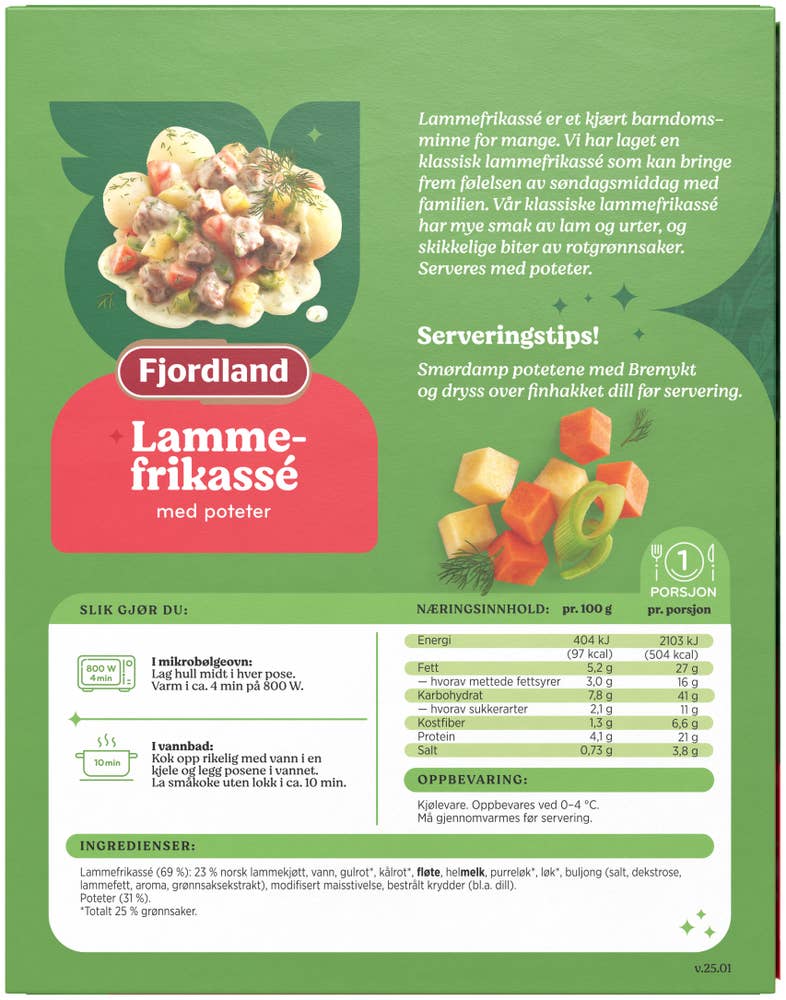 Fjordland Lammefrikasse med poteter