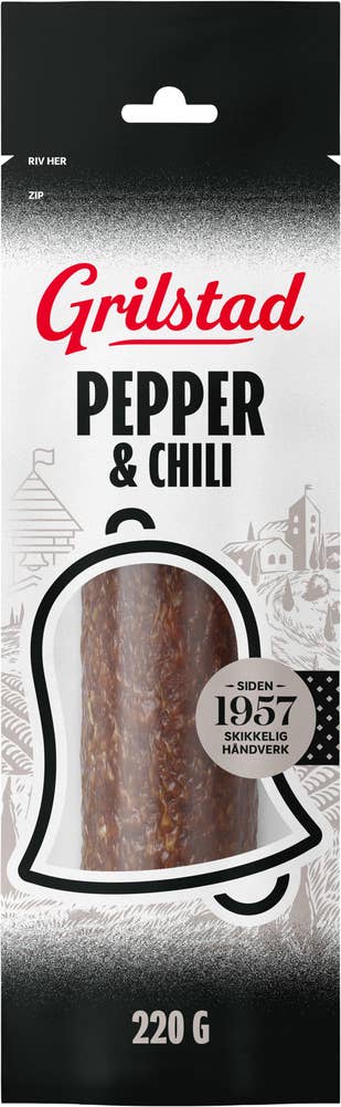 Grilstad Hel spekepølse Med pepper og chili