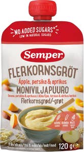 SEMPER Flerkornsgrøt eple, fersken og aprikos 8 mnd
