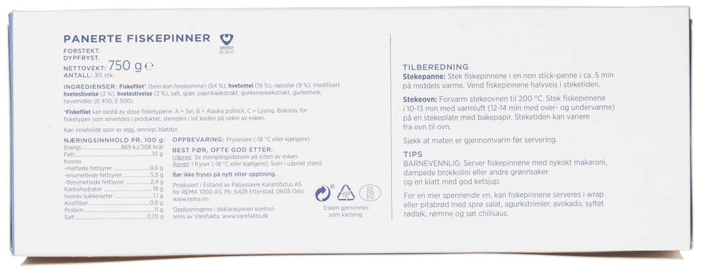 Fiskeriet Krispi fiskepinner av fiskefilet 64% fisk