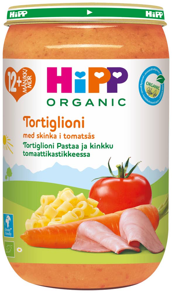 Hipp Tortiglioni med Skinke i Tomatsaus Fra 12 mnd, Økologisk