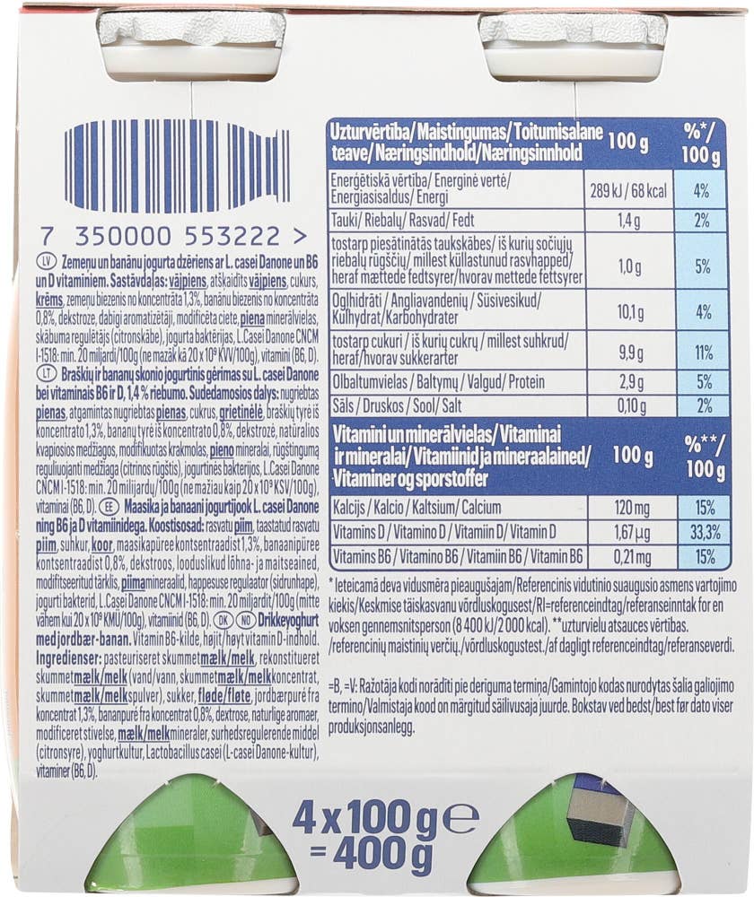 ACTIMEL Drikkeyoghurt jordbær og banan